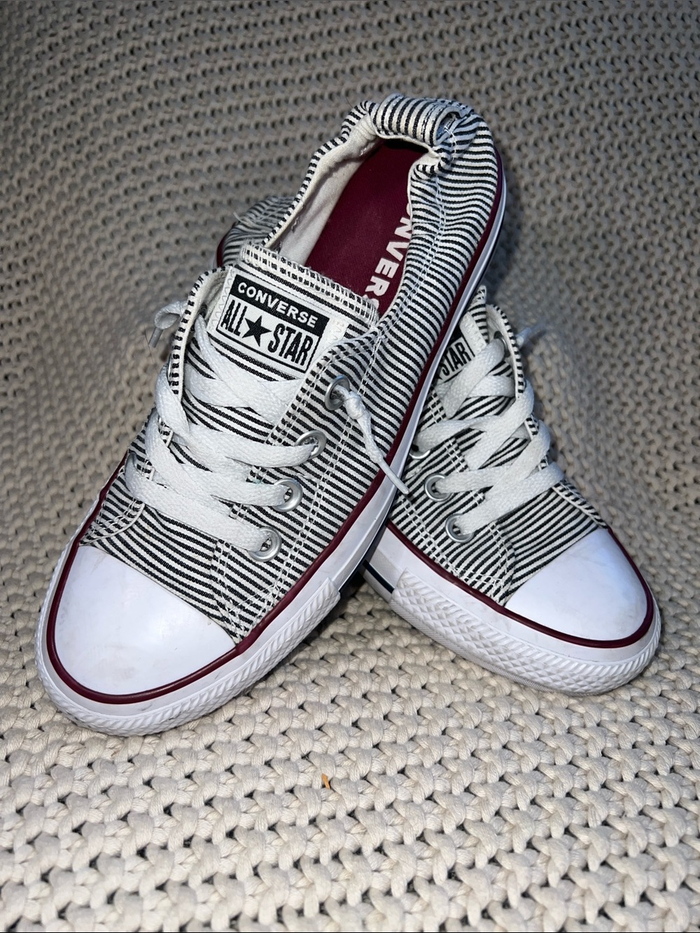 Converse All Star Low Top Sneakers - Black, White & Maroon